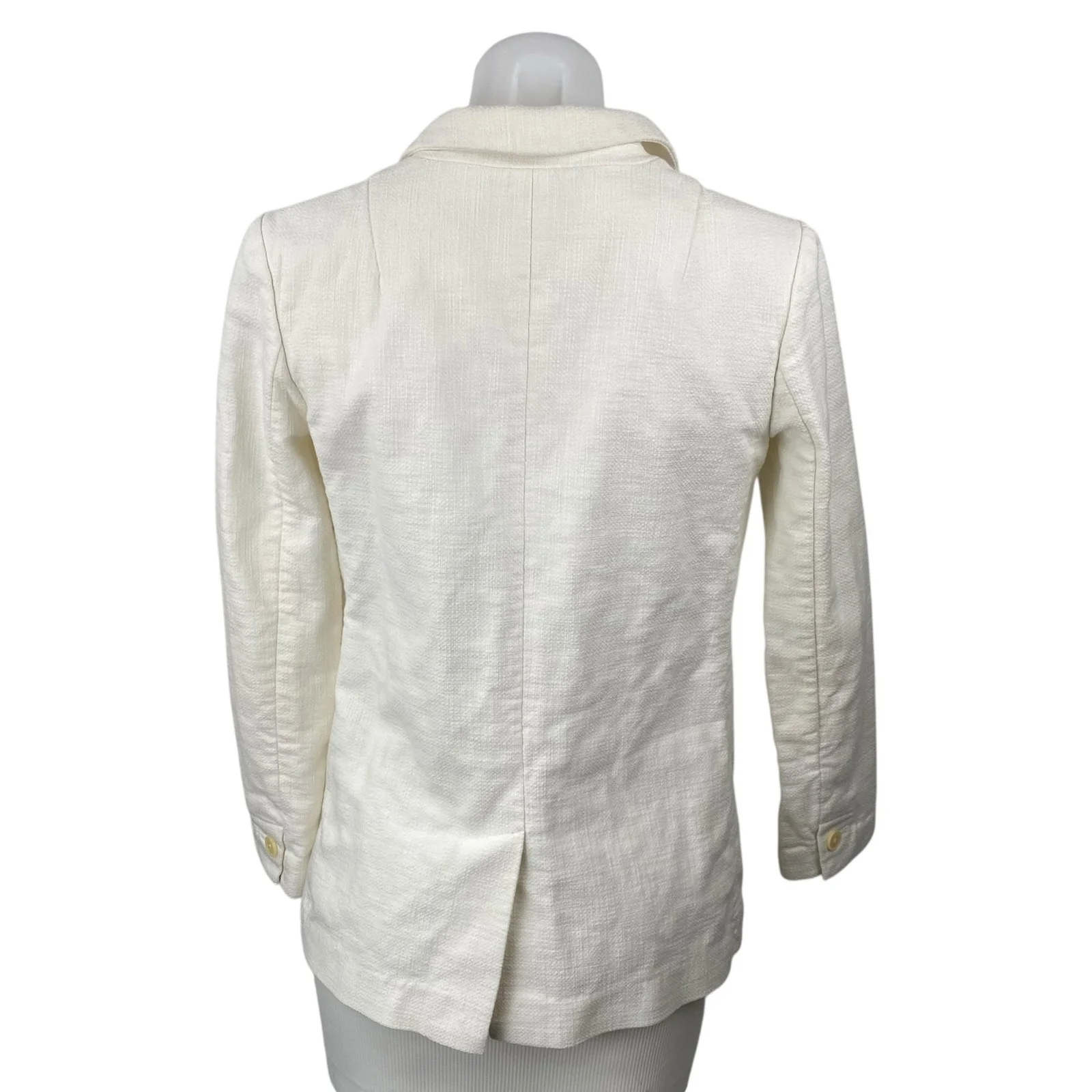 Banana Republic White Collared Long Sleeve Single Breasted Blazer Coat Jacket 2P - Image 4