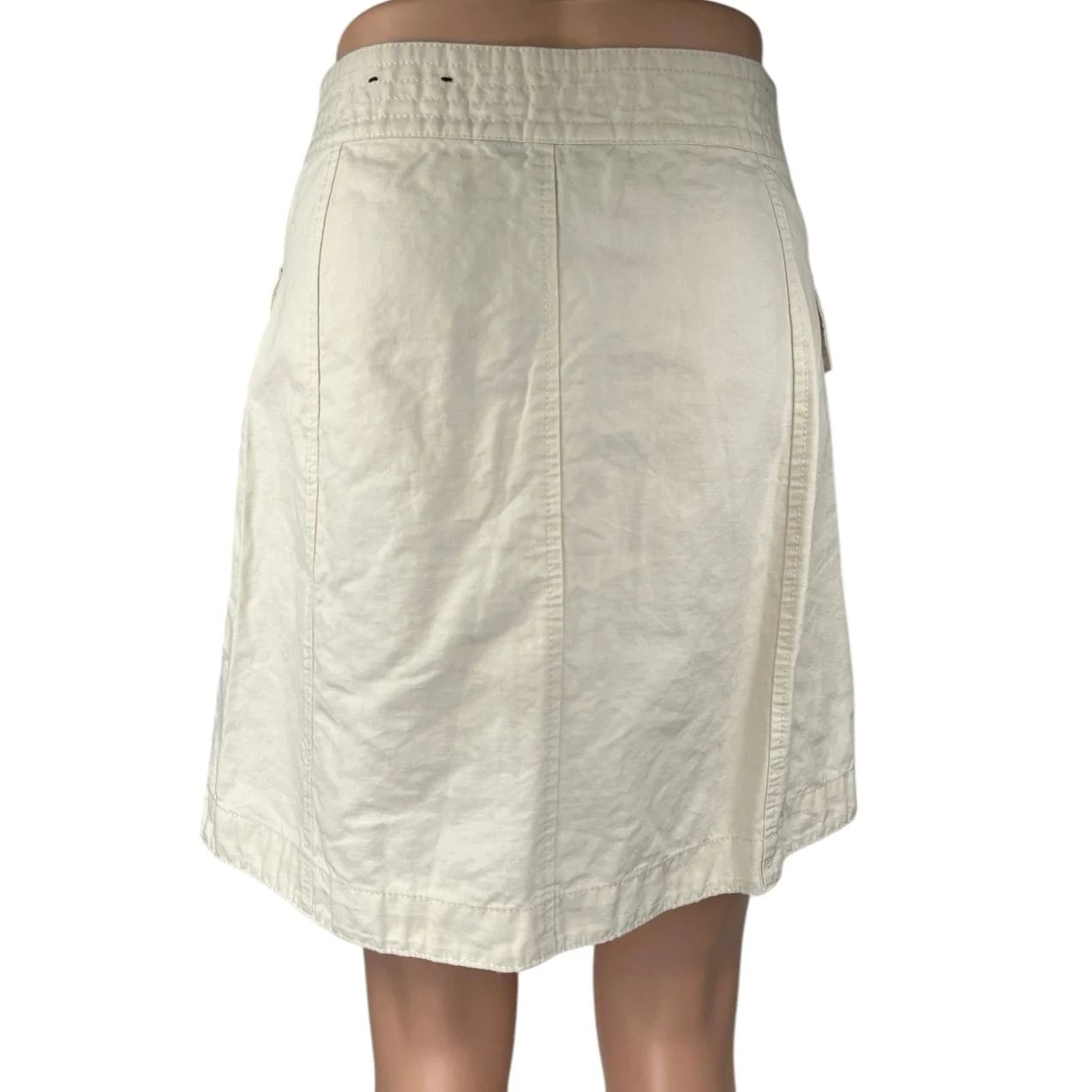 Banana Republic White Linen Button Knee Length Straight Pencil Cargo Skirt Sz 0 - Image 3