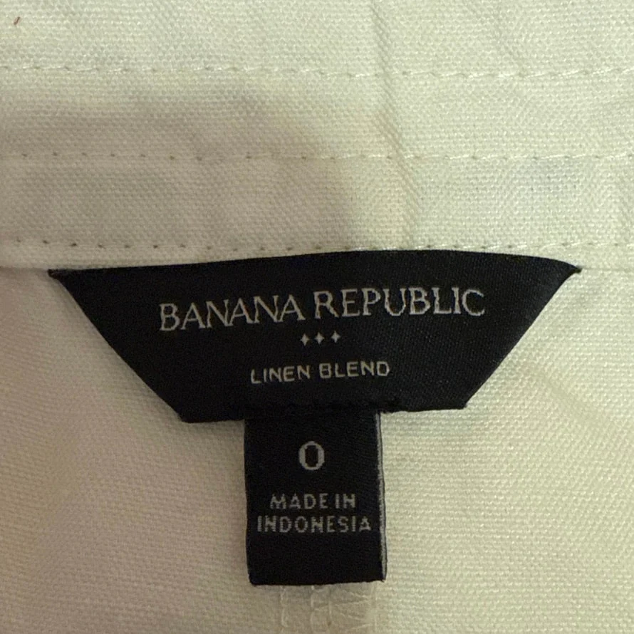 Banana Republic White Linen Button Knee Length Straight Pencil Cargo Skirt Sz 0 - Image 4