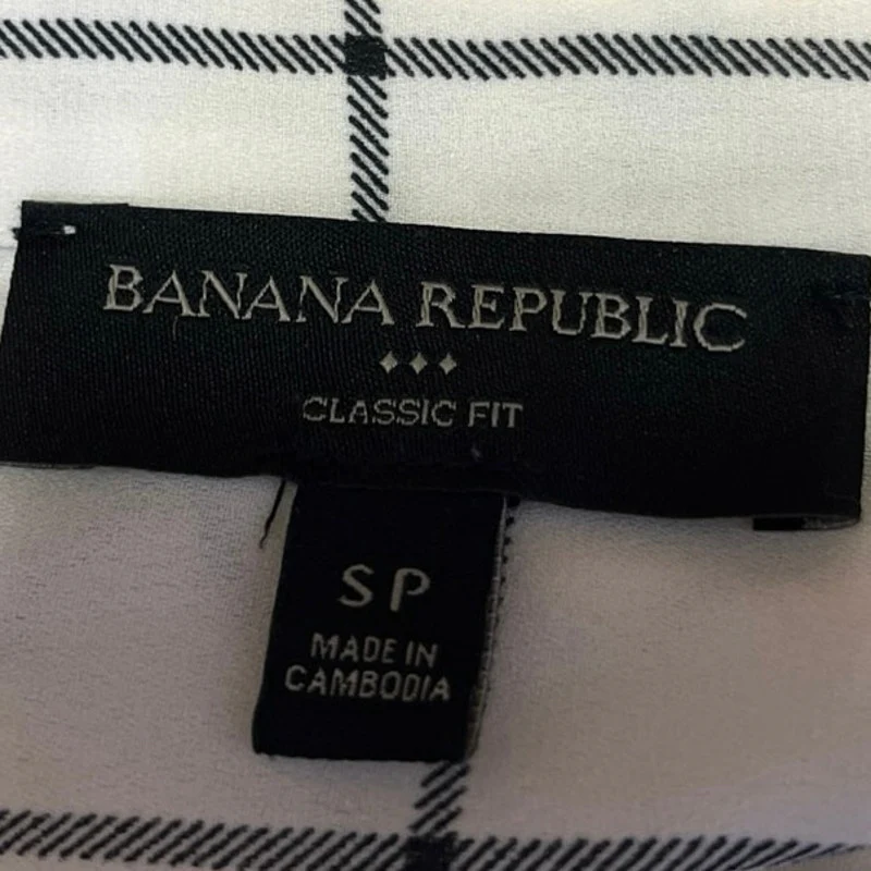 Banana Republic White Plaid Checkered Button Down Long Sleeve Shirt Blouse Top S - Image 4