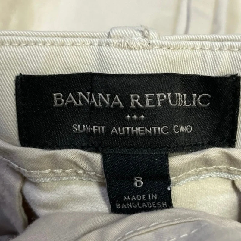 Banana Republic White Women's High Rise Slim Fit Straight Leg Chino Pants Size 8 - Image 4