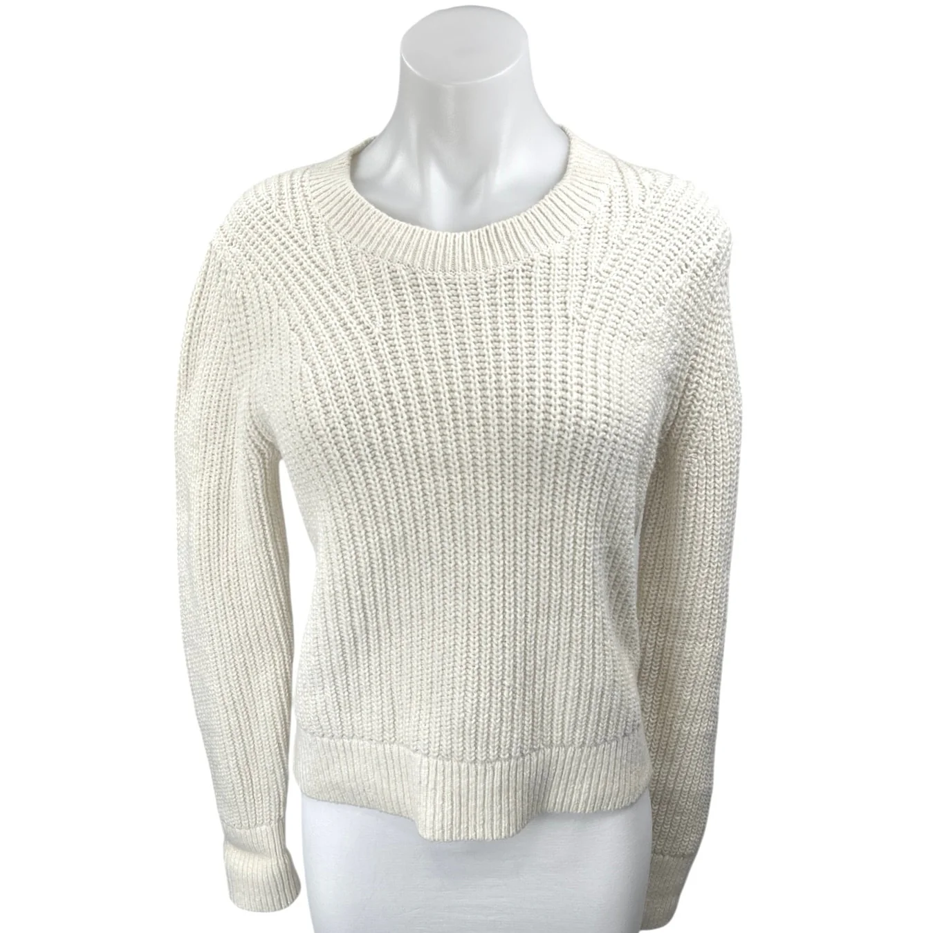 Banana Republic White Wool Chunky Knit Long Sleeve Pullover Sweater Top Size S
