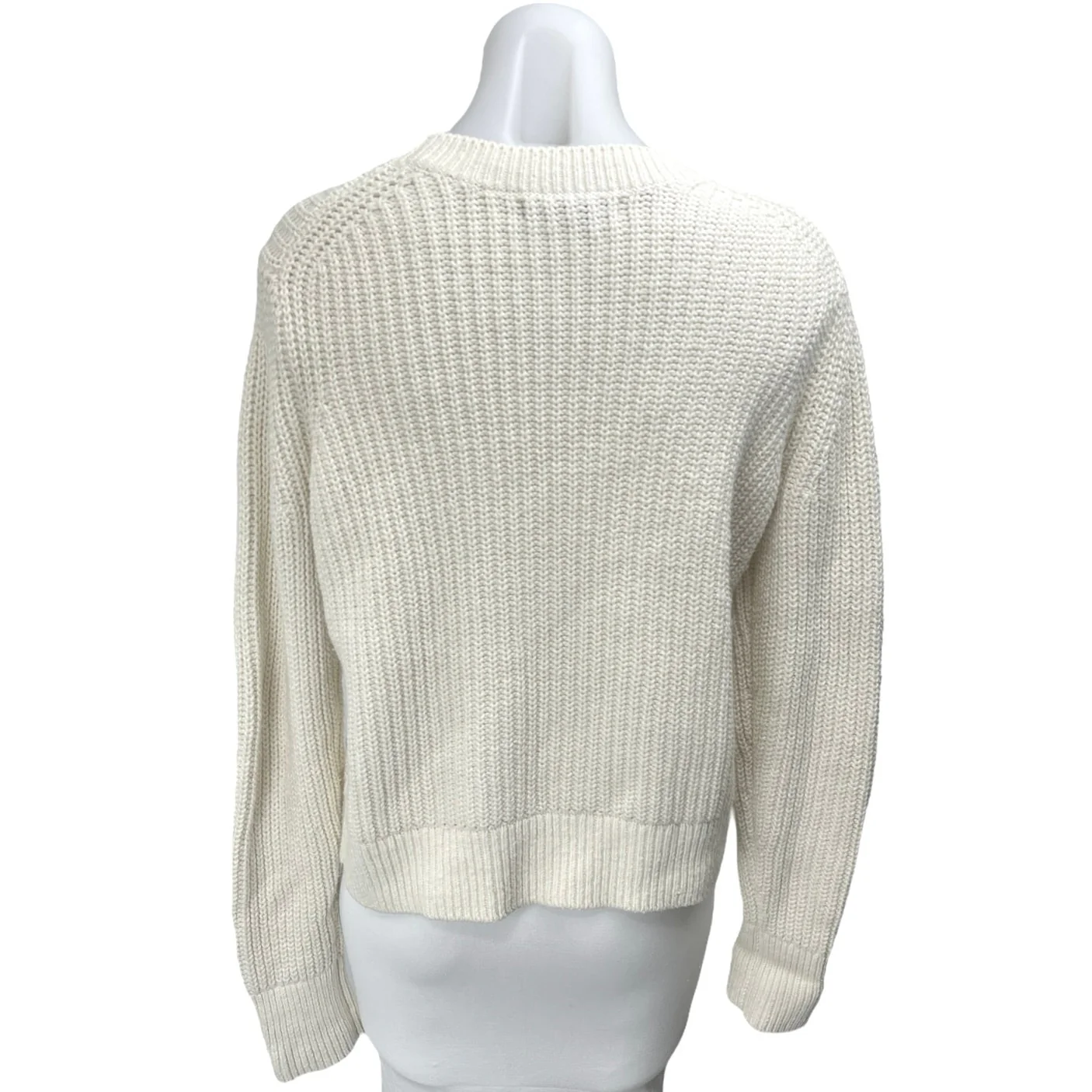 Banana Republic White Wool Chunky Knit Long Sleeve Pullover Sweater Top Size S - Image 2