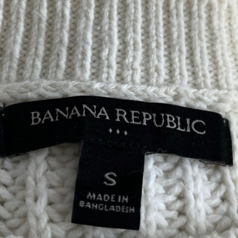 Banana Republic White Wool Chunky Knit Long Sleeve Pullover Sweater Top Size S - Image 3