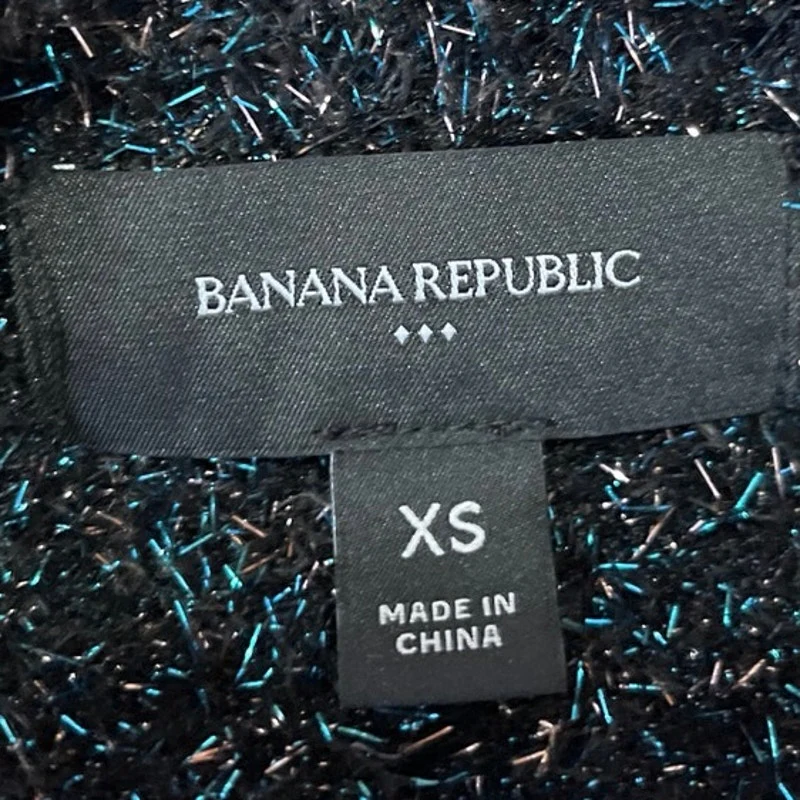 Banana Republic Women's Black Blue Metallic Long Sleeve Pullover Sweater Top XS - Image 4