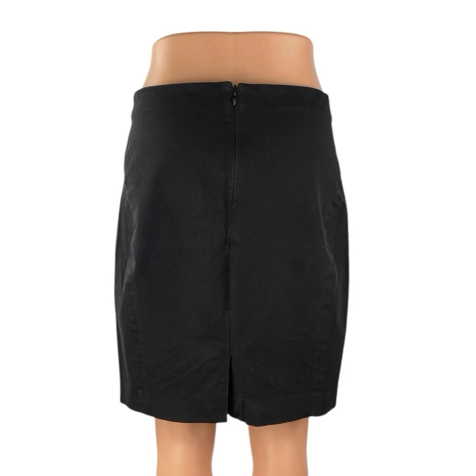 Banana Republic Women's Black High Waisted Zip Pencil Mini Skirt Size 6 Petite - Image 3