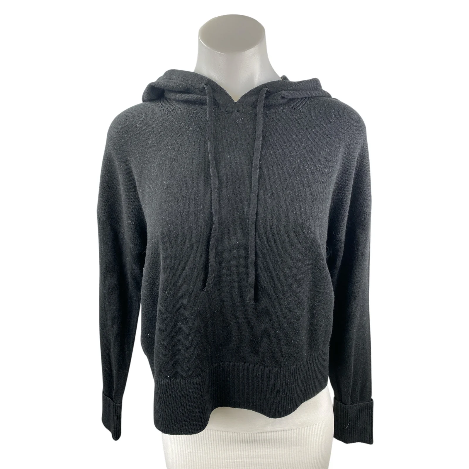 Banana Republic Women's Black Hooded Long Sleeve Hoodie Sweatshirt Sweater Top S