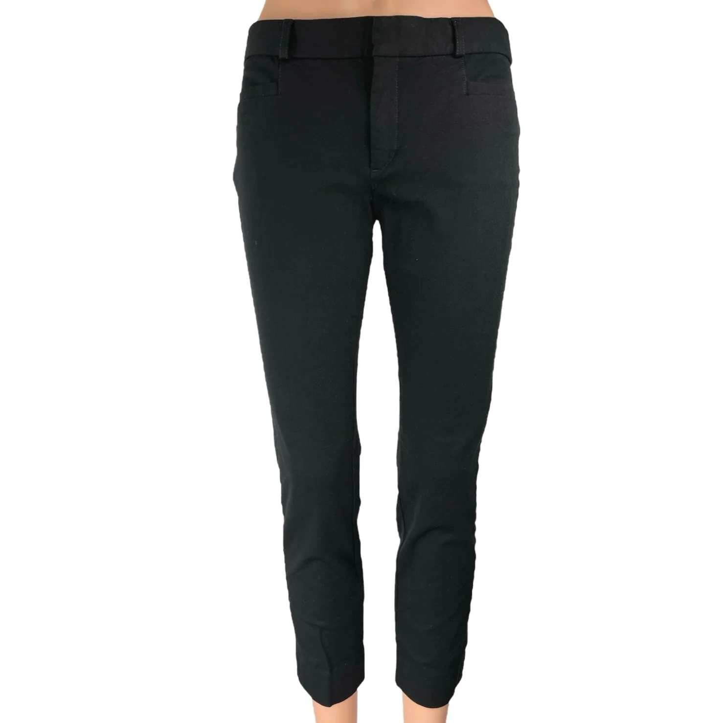 Banana Republic Women's Black Mid Rise Skinny Straight Ankle Trousers Pants Sz 4
