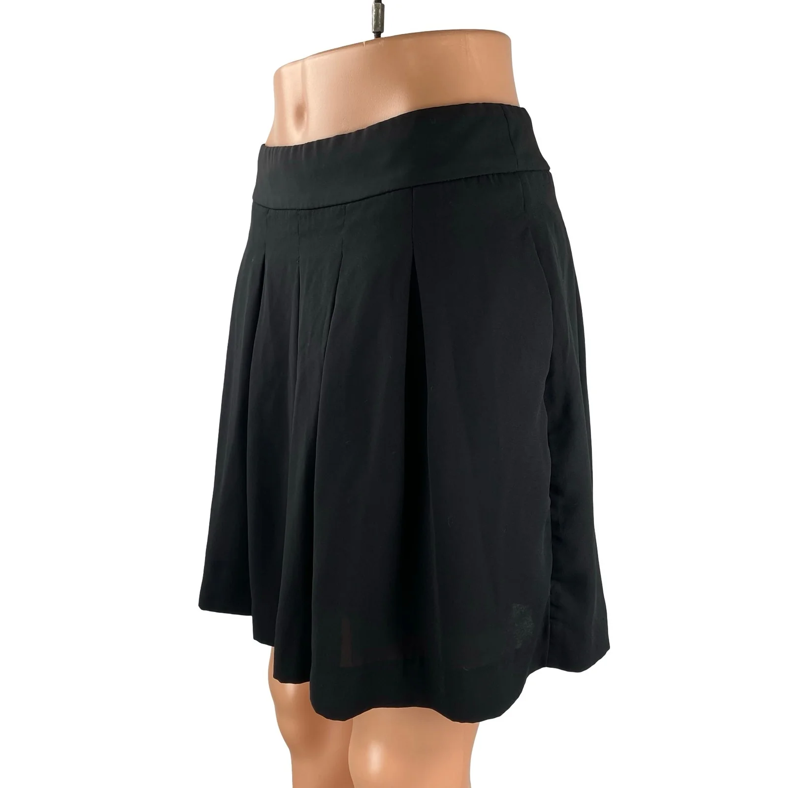 Banana Republic Womens Black Pleated High Rise Mini Skater Flare A-Line Skirt 4P - Image 2