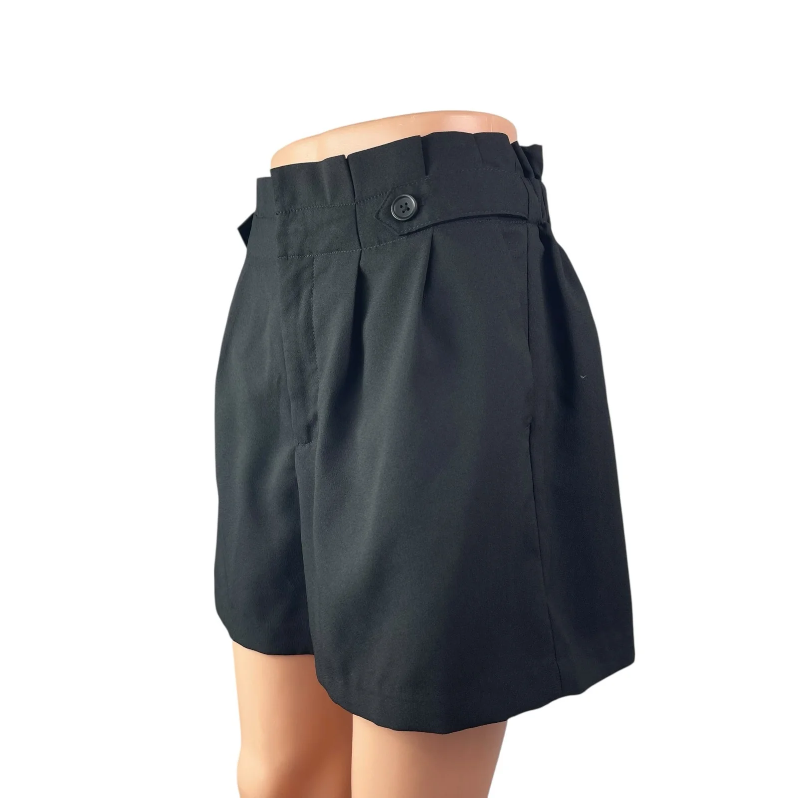 Banana Republic Women's Black Pleated High Waist Mini Wide Leg Paperbag Shorts 6 - Image 2