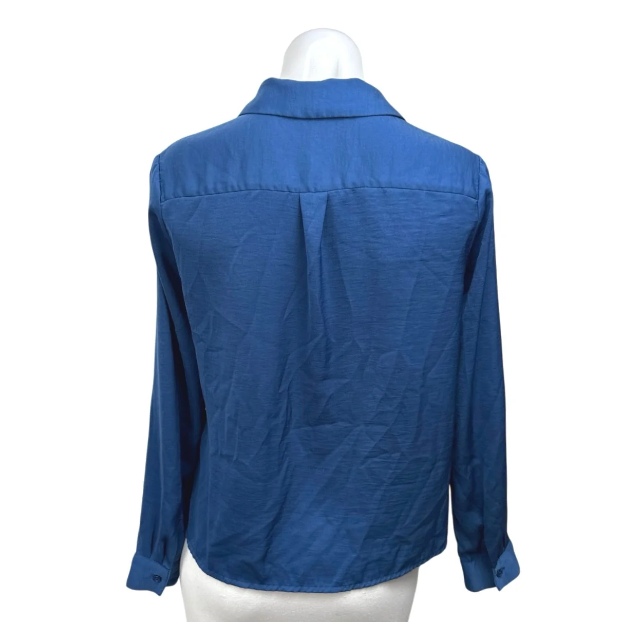 Banana Republic Women's Blue Collared Long Sleeve Crop Shirt Blouse Top Size XS - Image 2