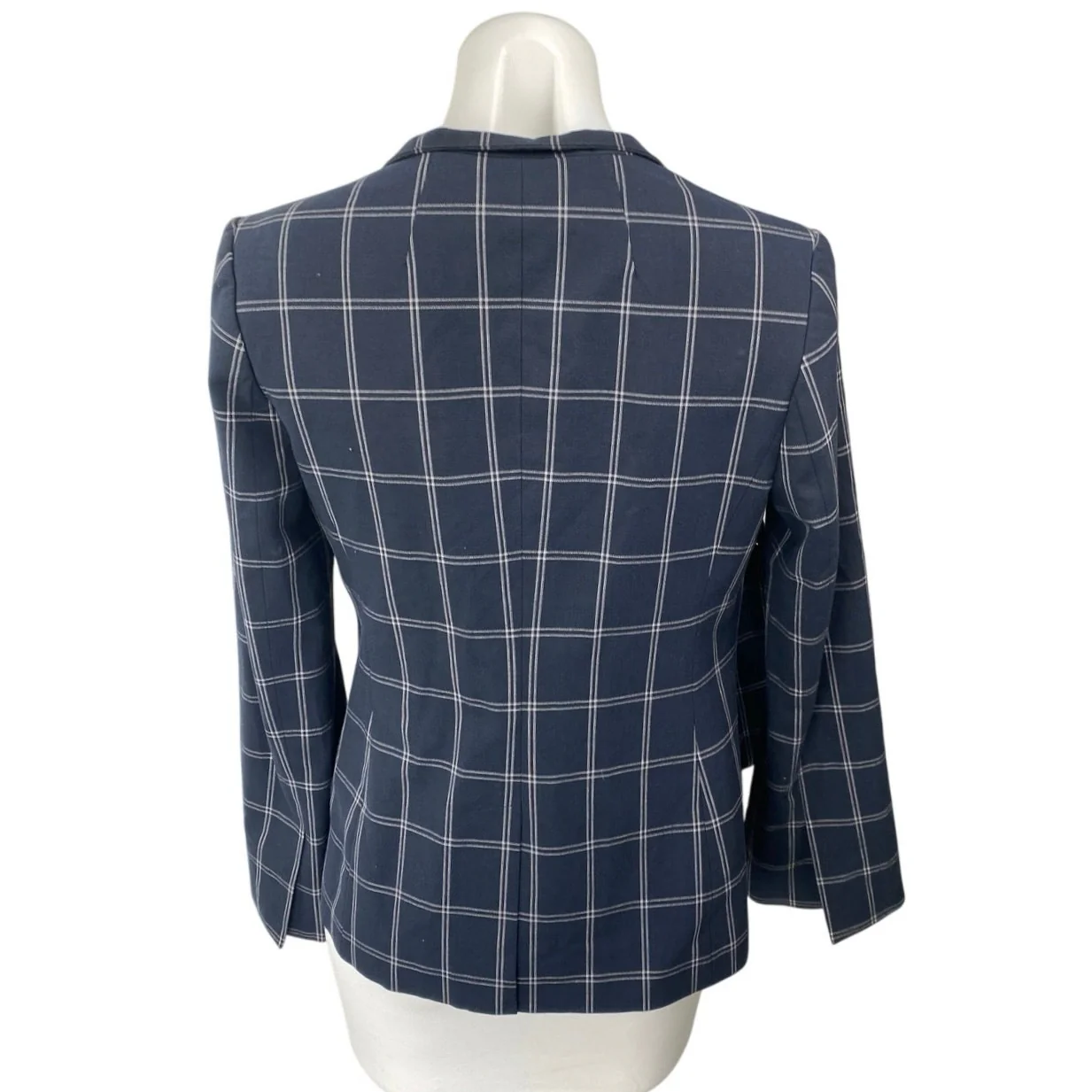 Banana Republic Women's Blue Plaid Checkered Flare Sleeve Blazer Coat Jacket 0 - Image 2