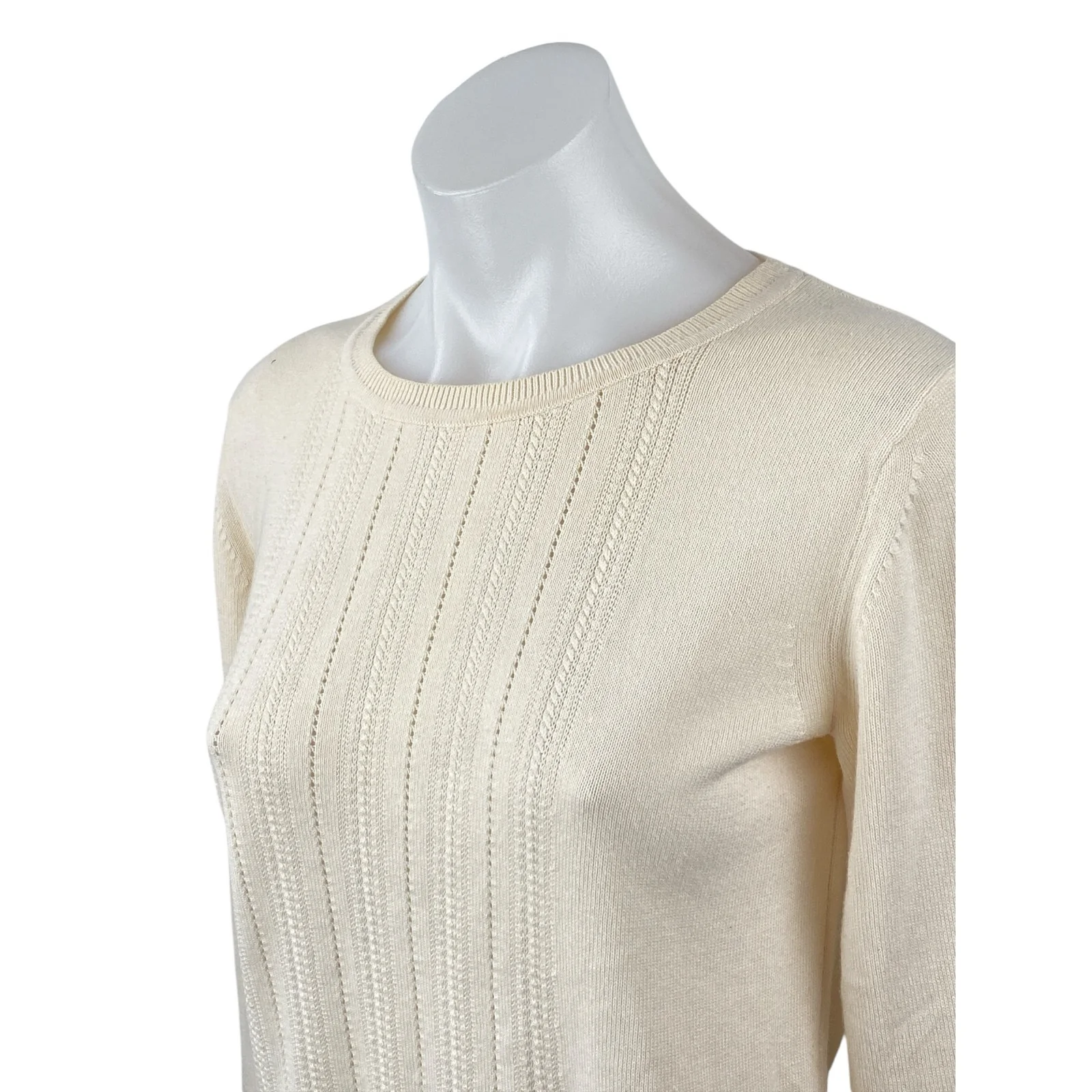 Banana Republic Women's Cream Long Sleeve Crew Neck Knit Sweater Top Size S - Image 2