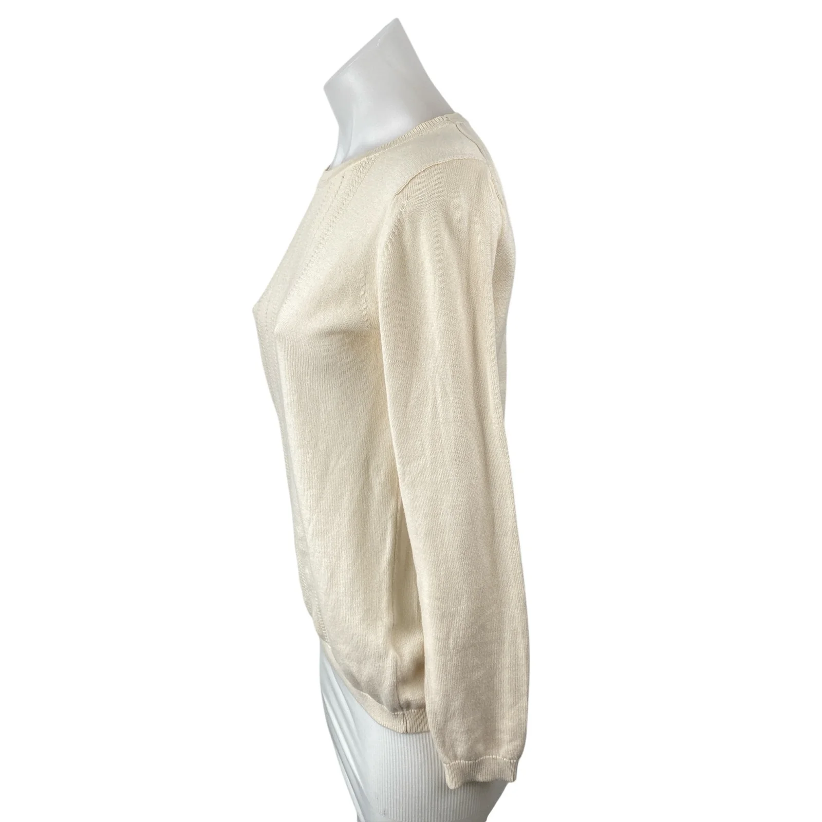Banana Republic Women's Cream Long Sleeve Crew Neck Knit Sweater Top Size S - Image 3