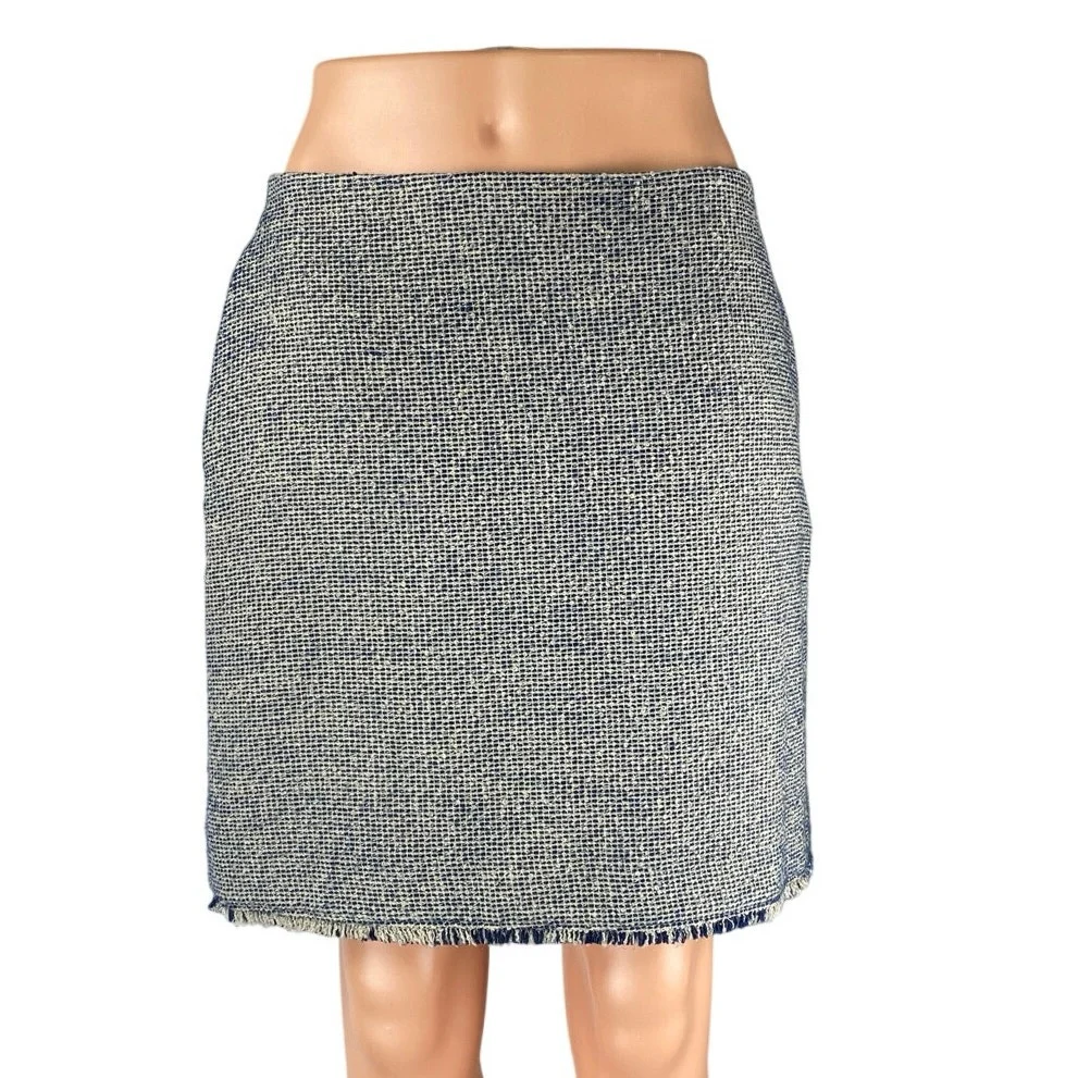 Banana Republic Women's Gray Blue Tweed High Waisted Mini Pencil Skirt Size 4