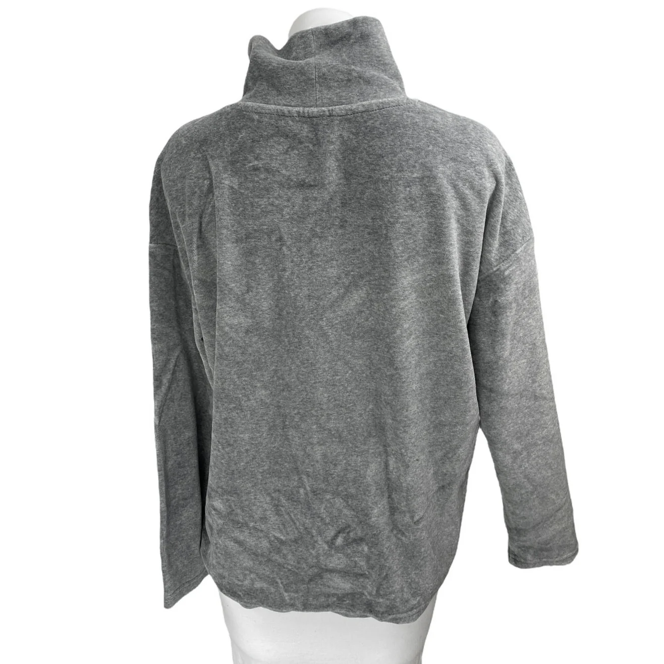 Banana Republic Women's Gray Velvet Velour Long Sleeve Turtleneck Sweater Top M - Image 2