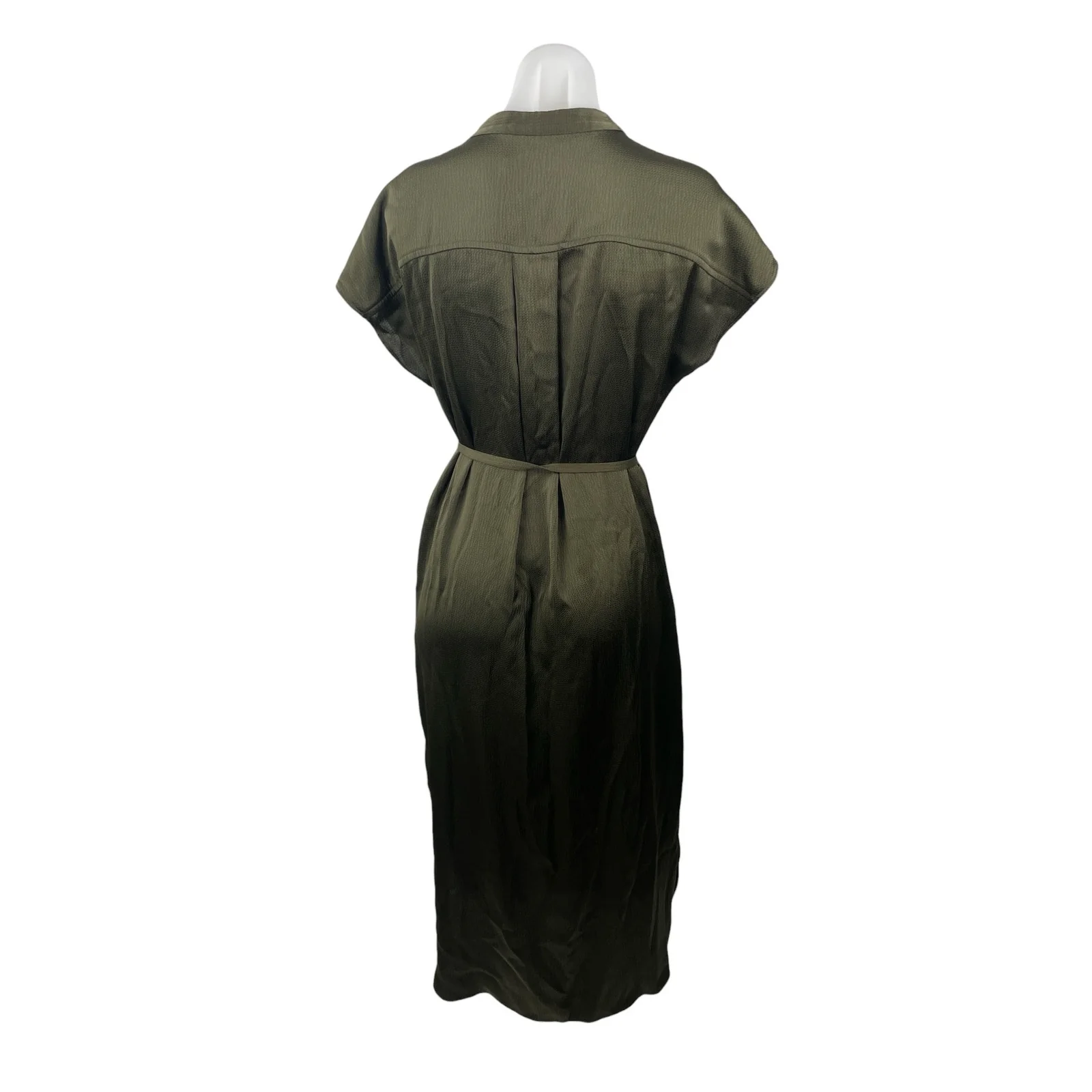 Banana Republic Women's Green Drop Short Sleeve Tie Waist Midi Shirt Dress XS - Image 4