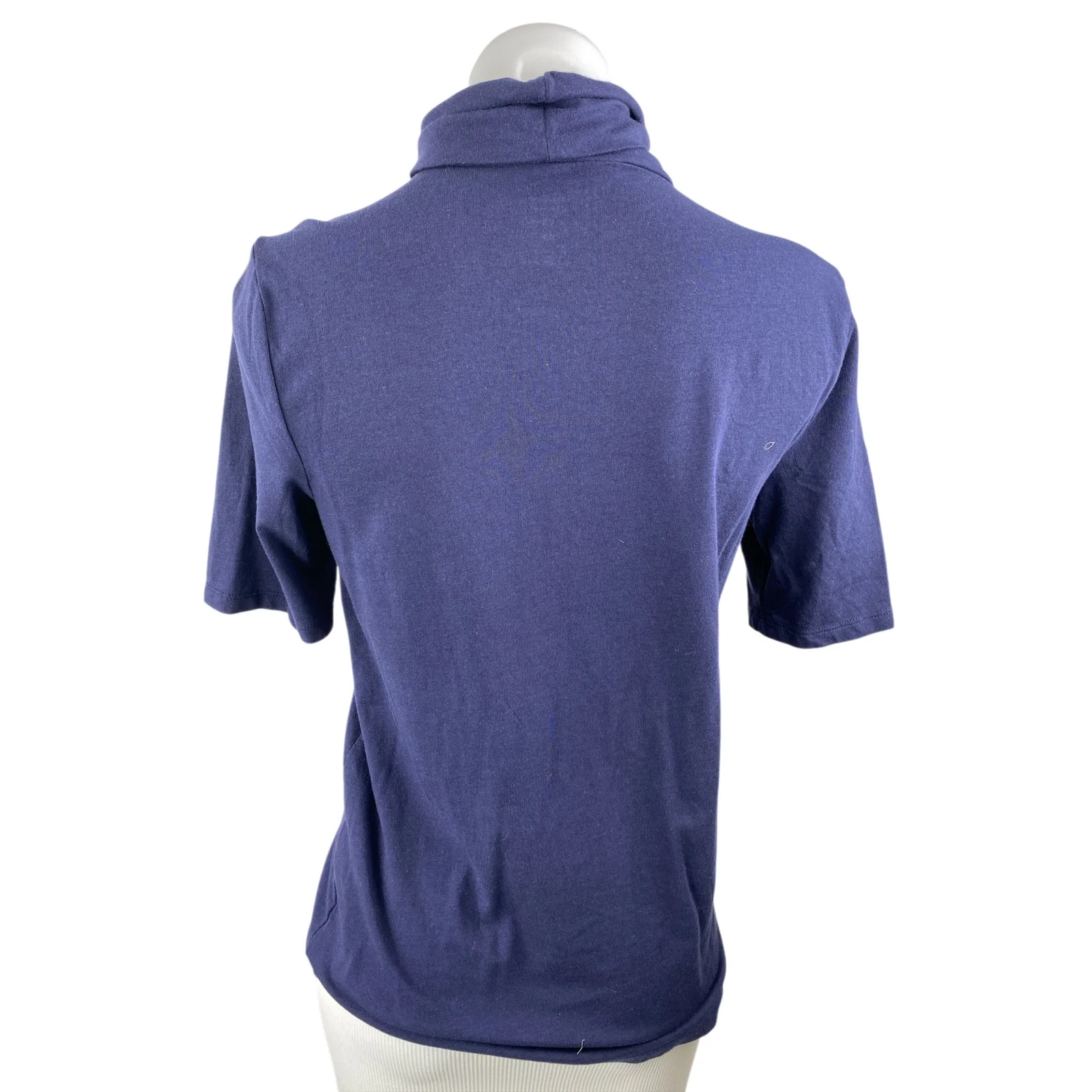 Banana Republic Women's Navy Blue Short Sleeve Turtleneck Blouse Top Size M - Image 2