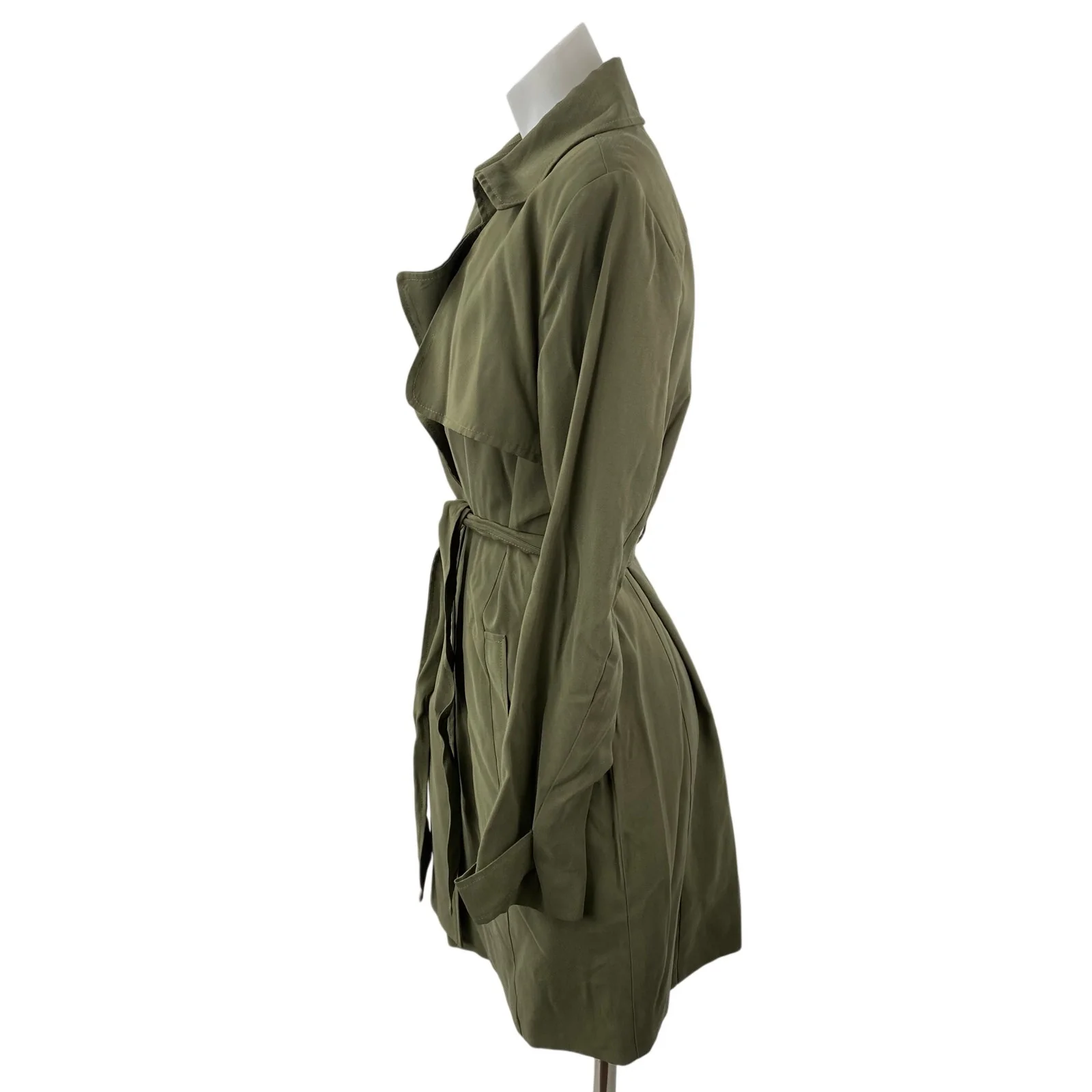 Banana Republic Women's Olive Green Long Sleeve Tie Waist Coat Jacket Size S - Image 3