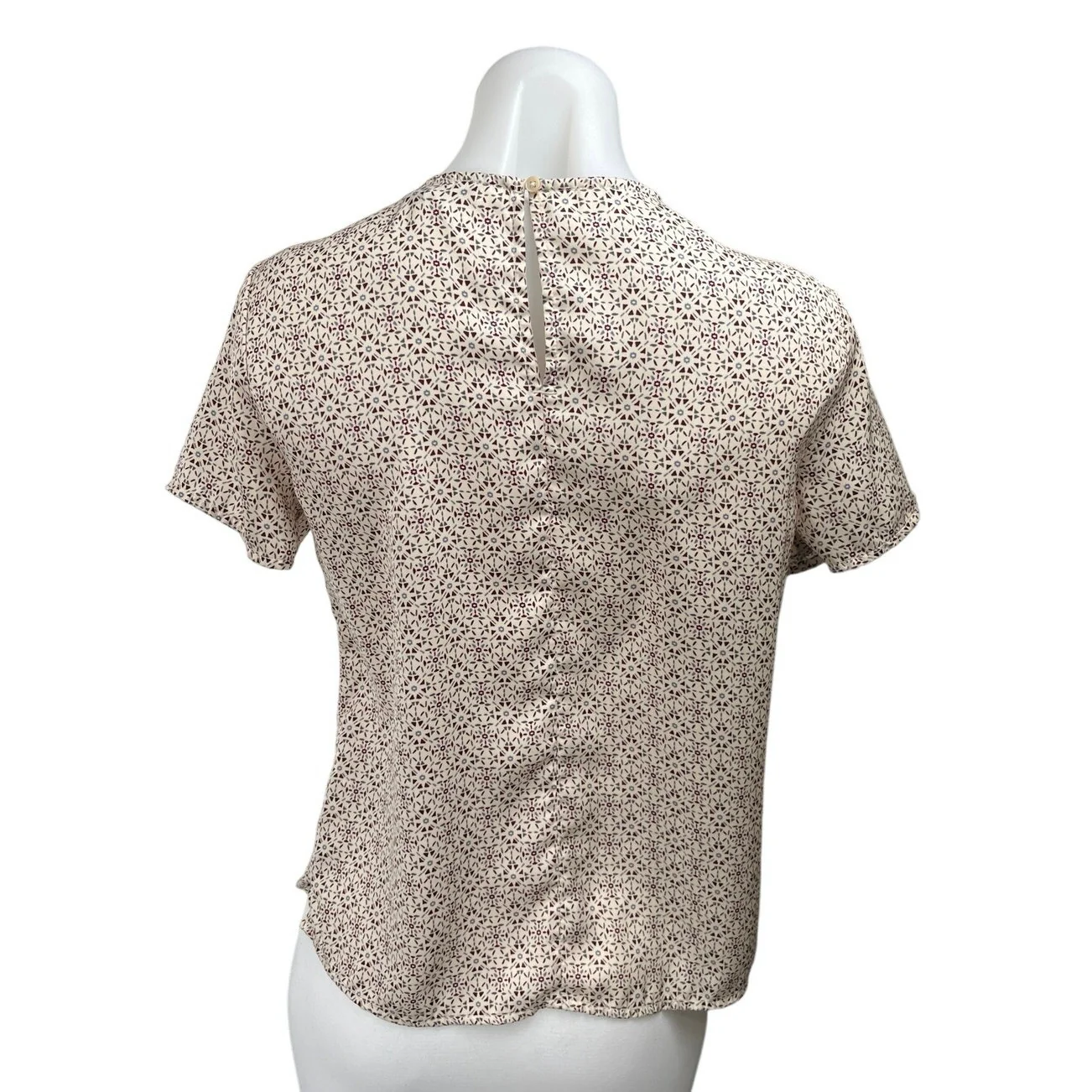Banana Republic Women's Tan Beige Printed Short Sleeve Blouse Shirt Top Size XS - Image 2