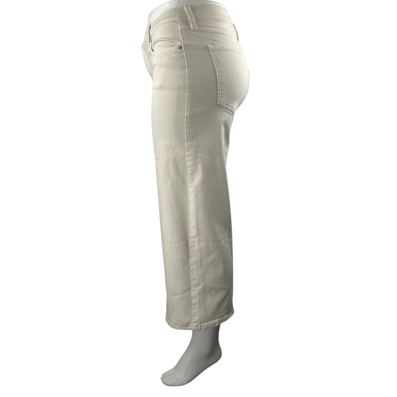 Banana Republic Women's White High Waisted Wide Leg Crop Denim Jeans Size 32 - Image 2