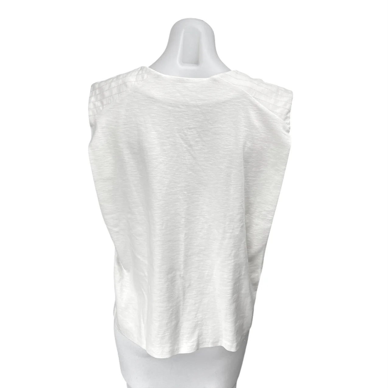 Banana Republic Women's White Sleeveless Pleated Muscle Tee Tank Top Size L - Image 2