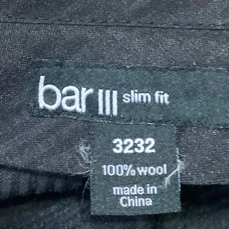 Bar III 100% Wool Men's Black Slim Fit Straight Leg Trousers Dress Pants Size 32 - Image 4