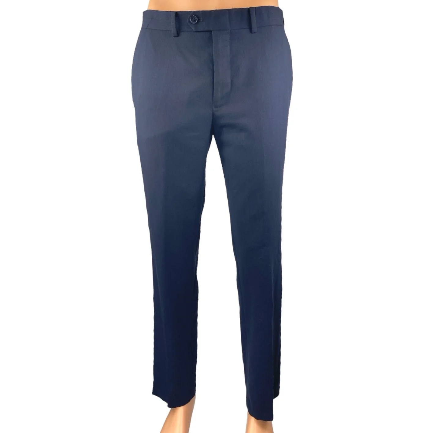 Bar III 100% Wool Men's Blue Extra Slim Straight Leg Trousers Dress Pants Sz 32