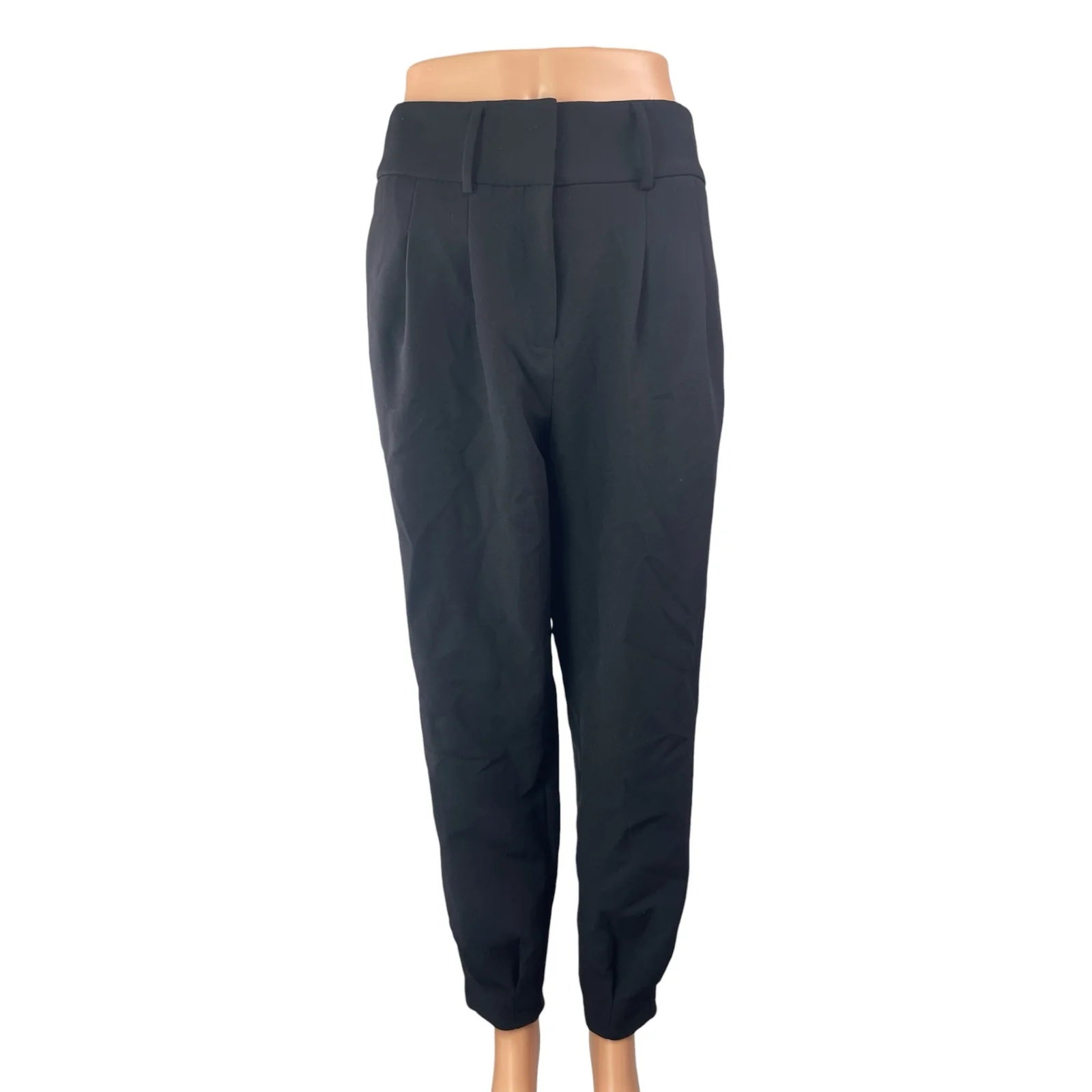 Bar III Women's Black Pleated High Rise Cropped Tapered Trousers Dress Pants 6