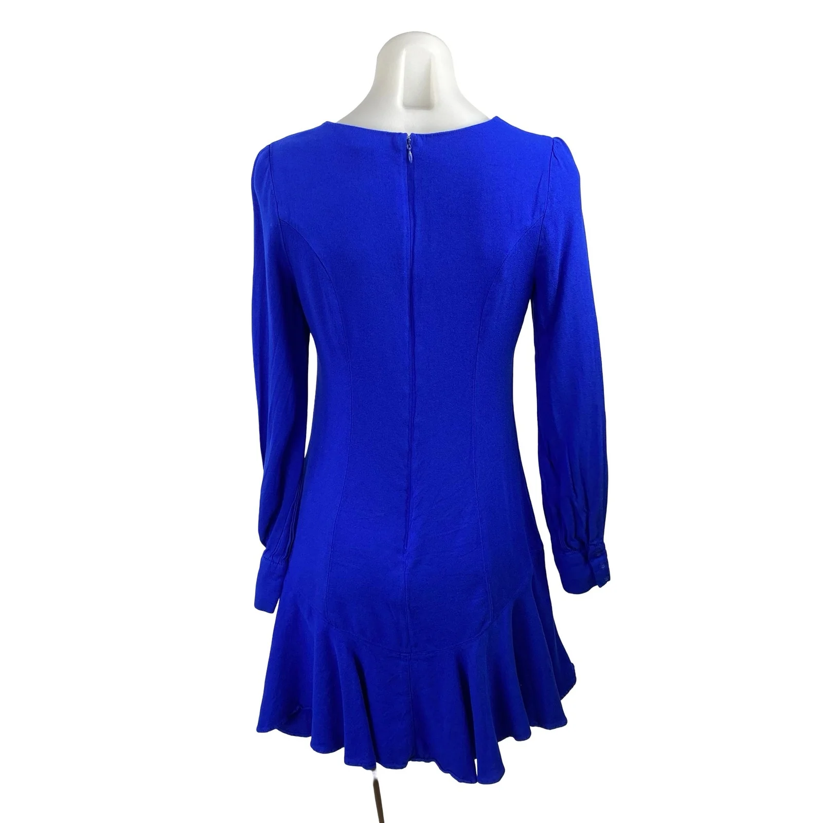 Bar III Women's Royal Blue Ruffled Long Sleeve Mini Flare Skater A-Line Dress 2 - Image 4