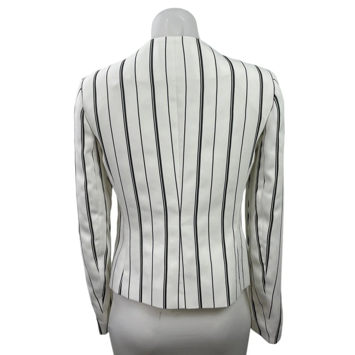 Bar III Womens White Black Striped V Neck Long Sleeve Blazer Coat Jacket Size XS - Image 3