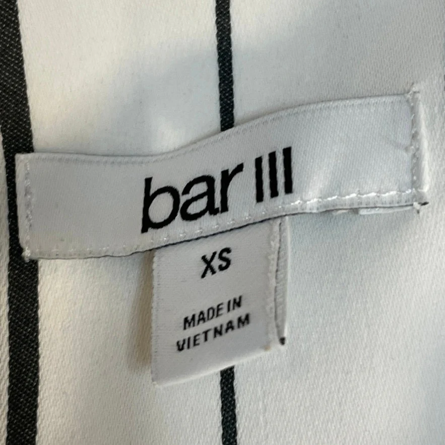 Bar III Womens White Black Striped V Neck Long Sleeve Blazer Coat Jacket Size XS - Image 4