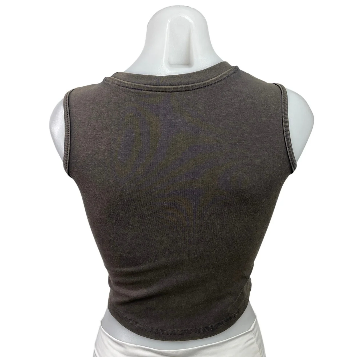Barcode Gray Knitted Belted Shoulder Sleeveless Crew Neck Crop Tank Top Size S - Image 3