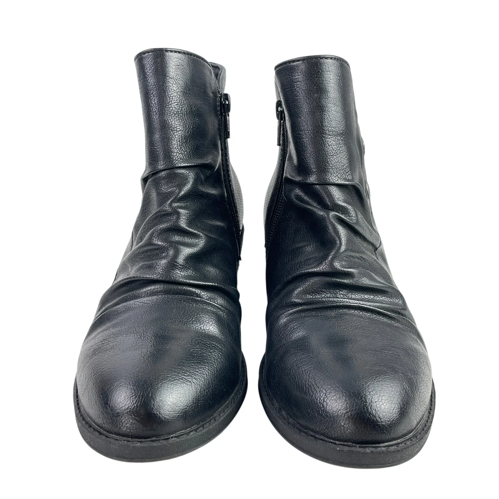 Baretraps Mackenzie Women's Faux Leather Ruched Slip On Block Heel Ankle Boots 8 - Image 2