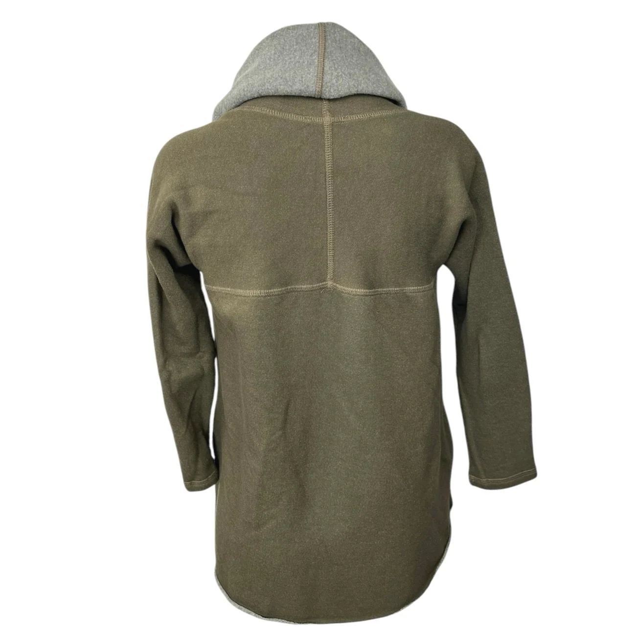 Barneys New York Olive Green Gray Open Front Fleece Cardigan Sweater Jacket XS - Image 2
