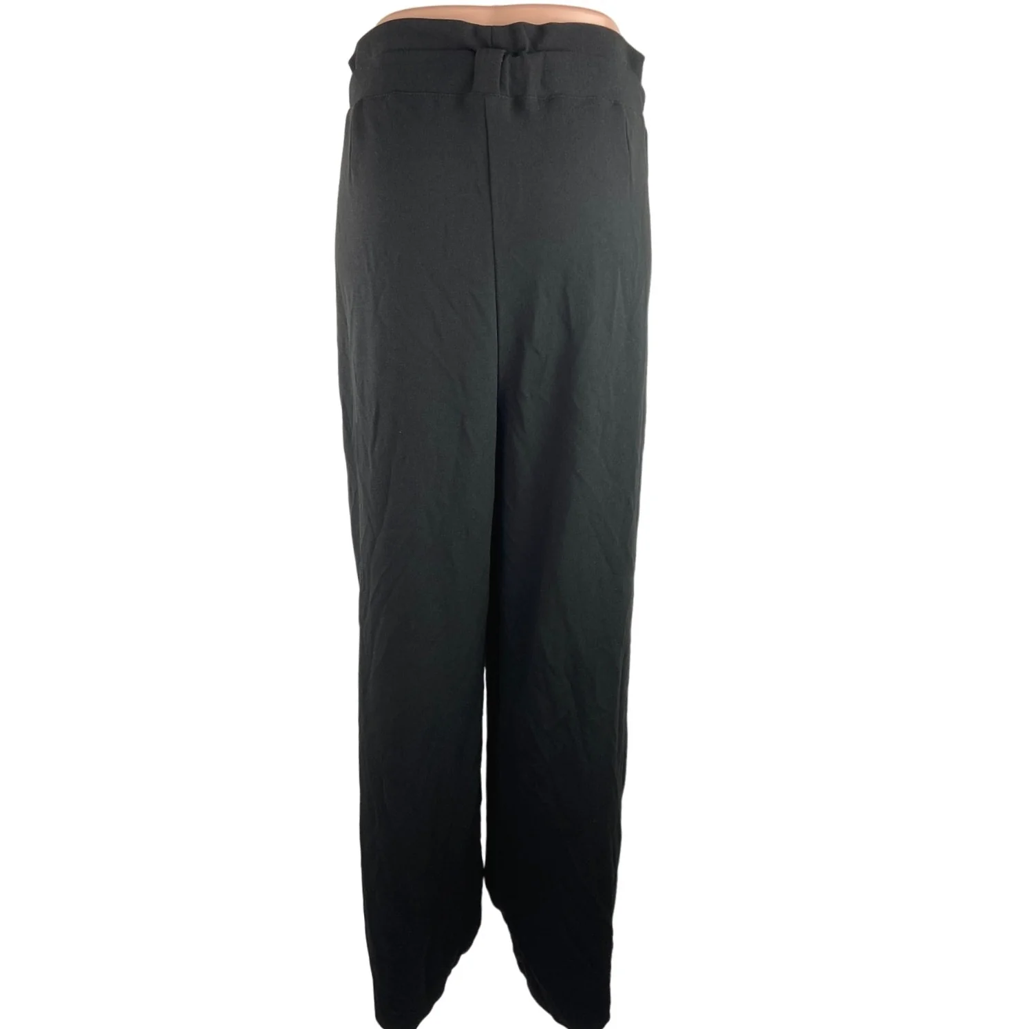BBJ Black High Rise Straight Wide Leg Pockets Paperbag Ankle Trouser Pants Sz XL - Image 3