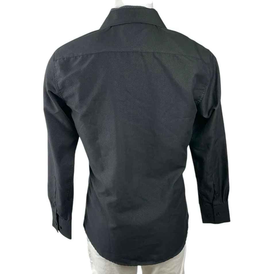 BC Collection Men's Black Slim Fit Long Sleeve Button Down Shirt Top Size S - Image 3