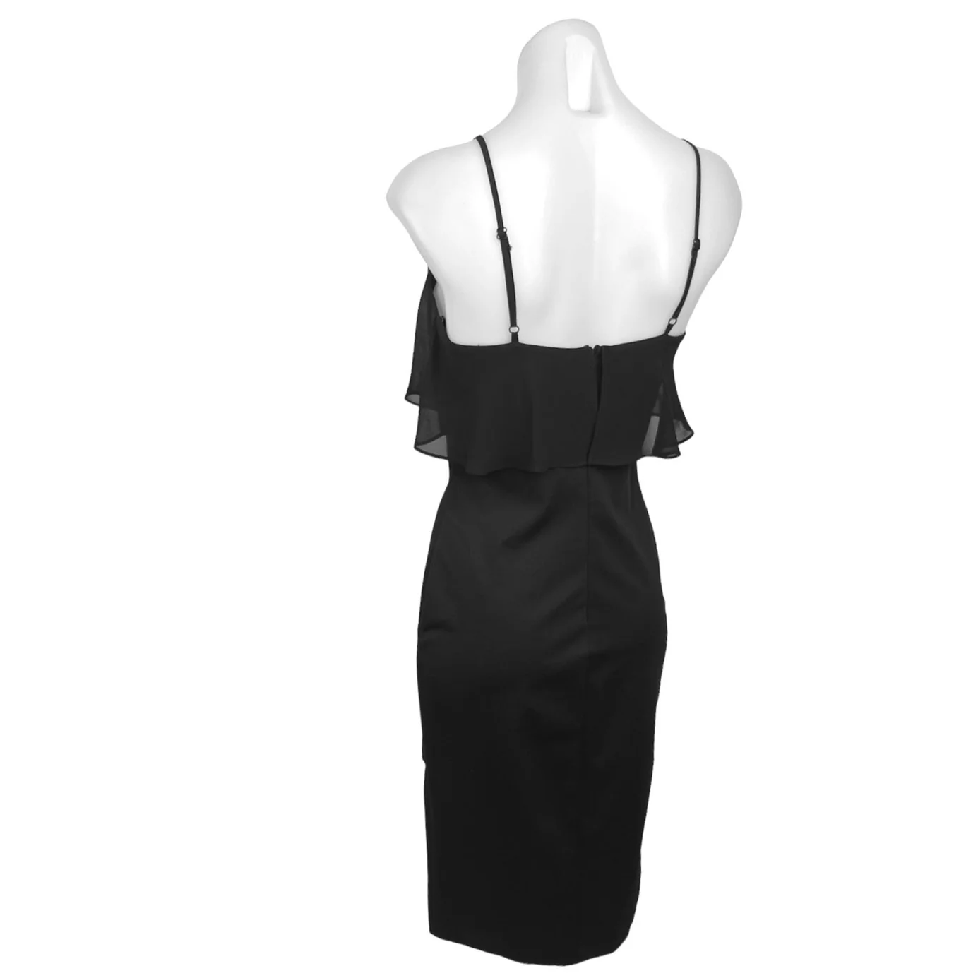 BCBGeneration Black Lace Mesh Layered Ruffle Sleeveless Mini Sheath Dress Size 4 - Image 2