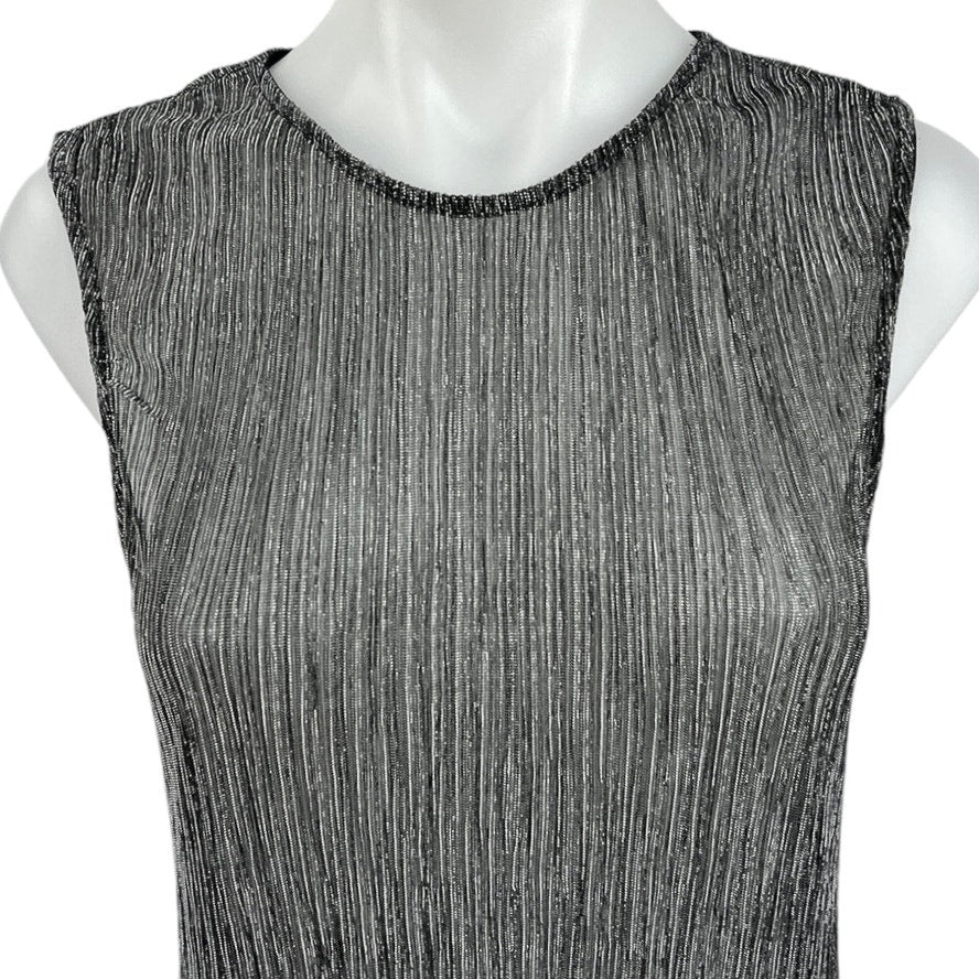 BCBGeneration Black Sparkly Semi Sheer Pullover Sleeveless Mini Shift Dress S - Image 3