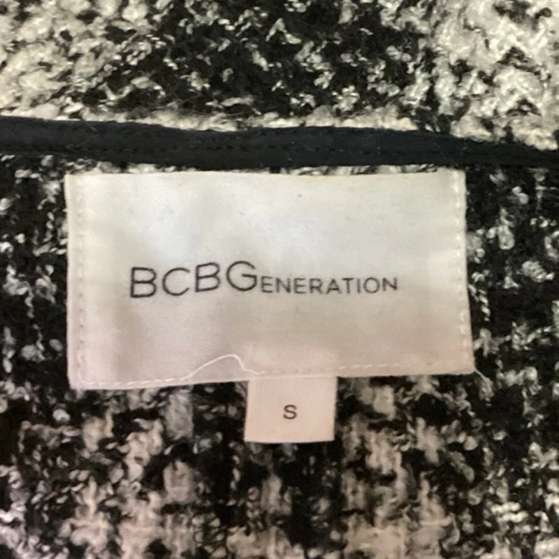 BCBGeneration Black White Plaid Sleeveless Midi Cardigan Coat Jacket Size S - Image 4