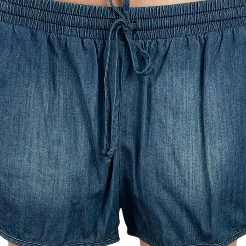 BCBGeneration Chambray Blue Elastic Waist Dolphin Casual Lounge Denim Shorts M - Image 4