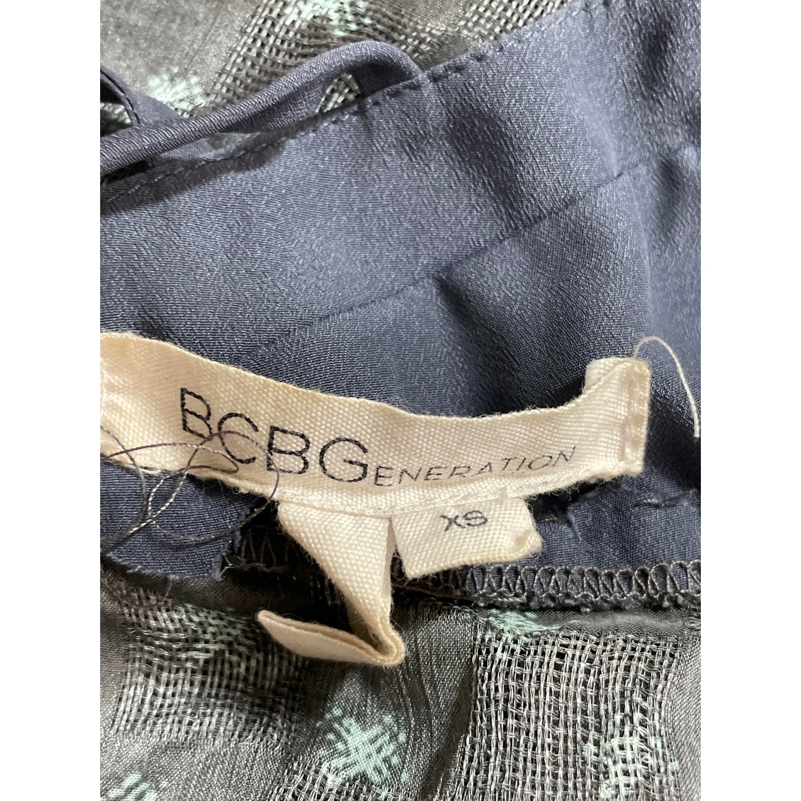BCBGeneration Gray Geometric Semi Sheer Strappy Sleeveless High Low Dress Sz XS - Image 5