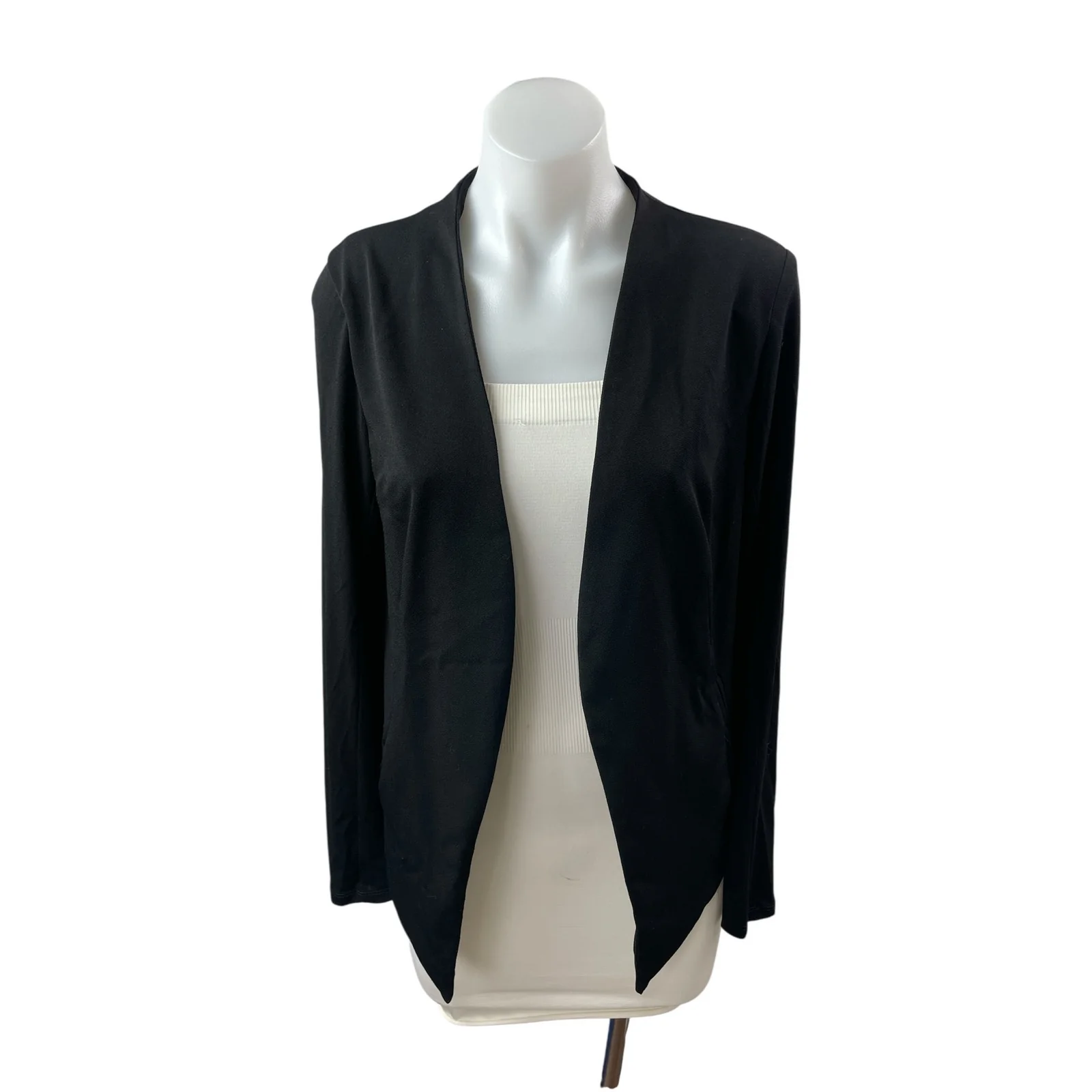 BCBGeneration Womens Black Long Sleeve Open Cardigan Office Blazer Coat Jacket S