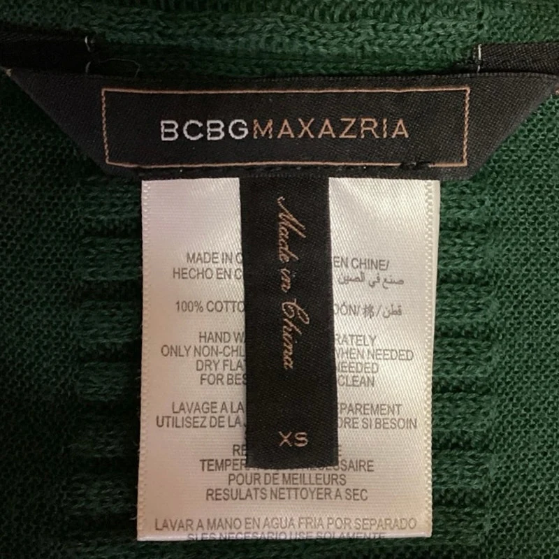 BCBGMaxazria Green Open Front Knit Chiffon High-Low Hem Semi Sheer Cardigan XS - Image 4
