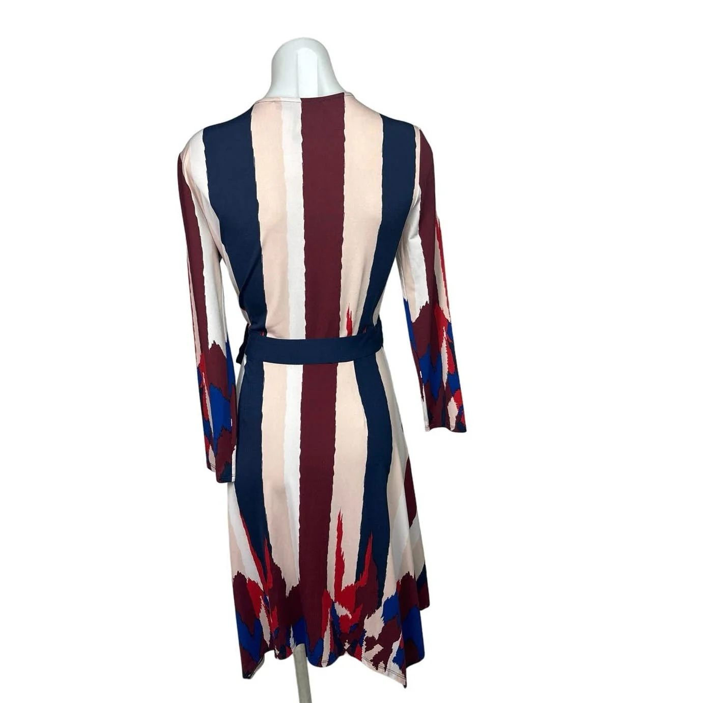 BCBGMAXAZRIA Multicolor Isabella Striped Asymmetrical Long Sleeve Wrap Dress S - Image 3