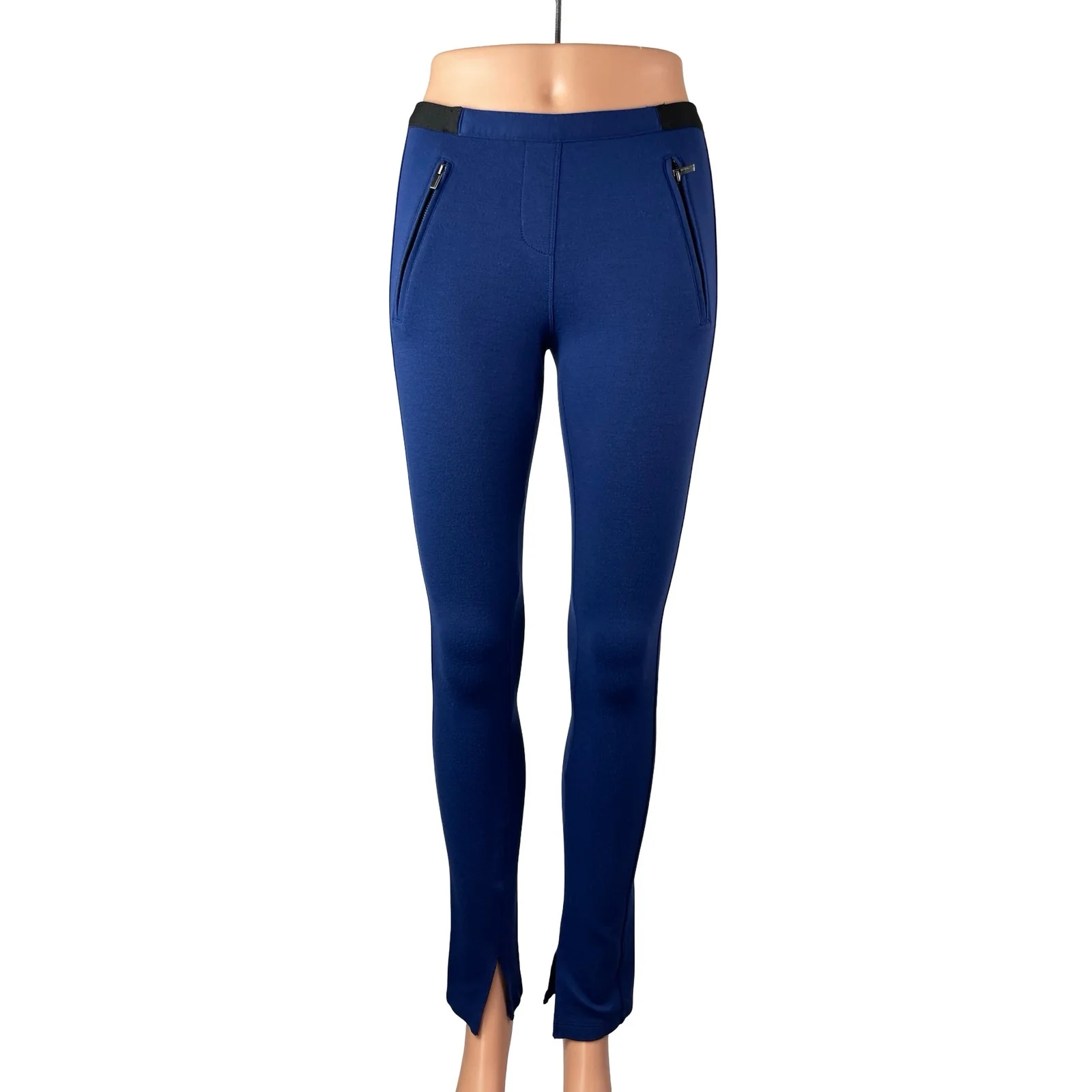 BCBGMaxazria Sissy Women's Blue Zip Pocket Slit Skinny Leggings Pants Size S