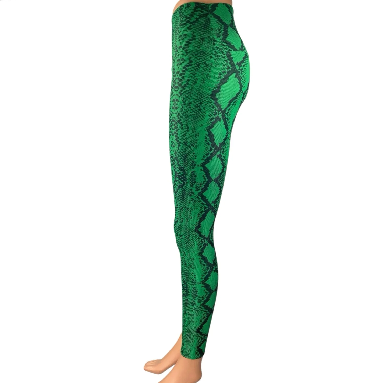 Beach Riot Ayla Women's Green Snakeskin Animal Print High Waist Leggings Pants S - Image 2
