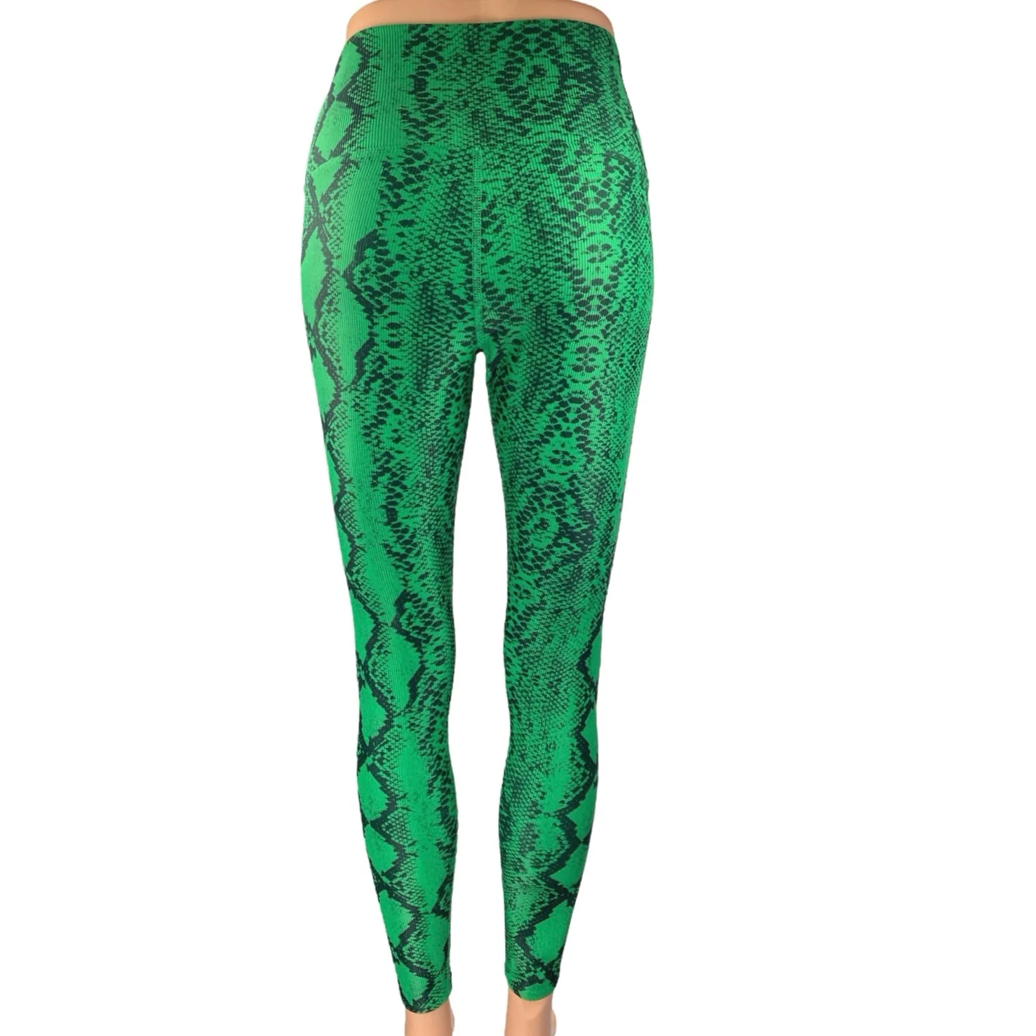 Beach Riot Ayla Women's Green Snakeskin Animal Print High Waist Leggings Pants S - Image 3