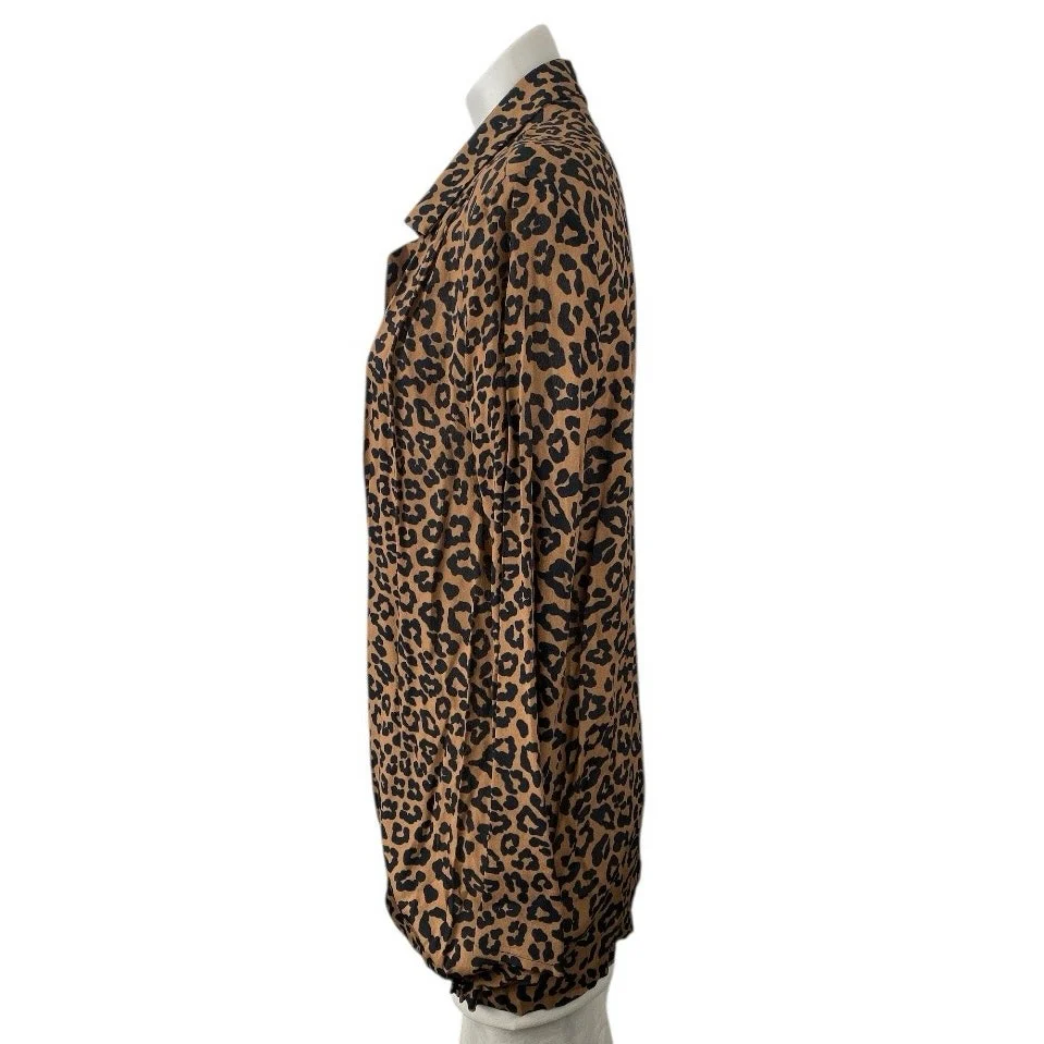 Beach Riot Brown Leopard Animal Print Open Front Long Sleeve Cardigan Top Size S - Image 2