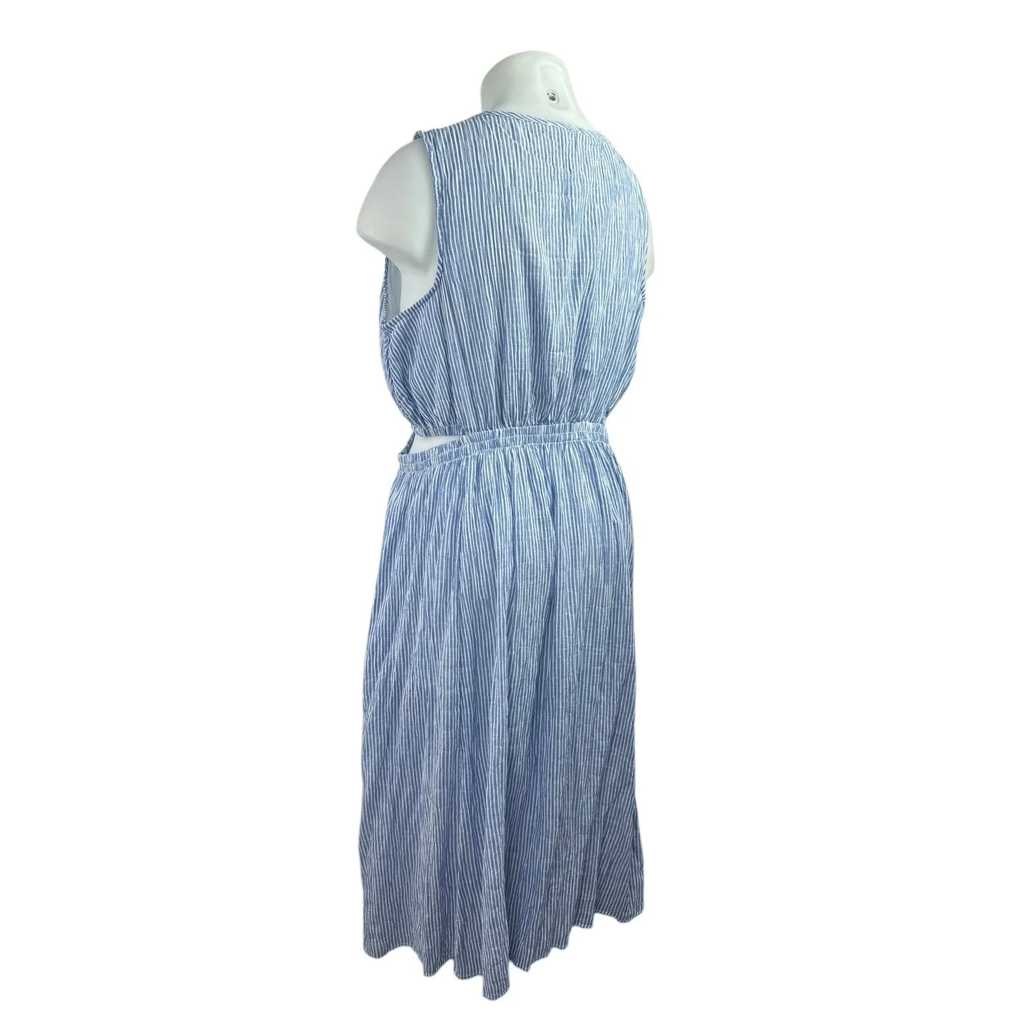 BeachLunchLounge Blue Striped Sleeveless Cutout Fit & Flare Midi Dress Size XL - Image 2
